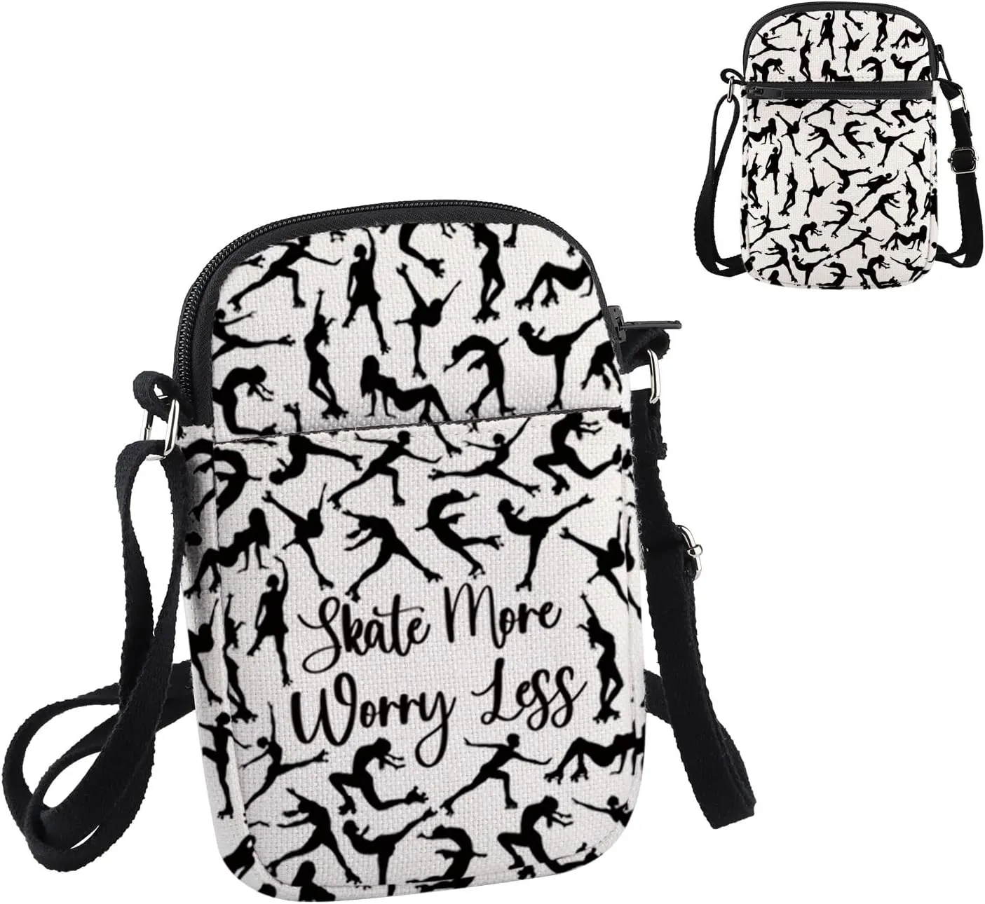 PWHAOO Roller Skating Gift Skate More Worry Less Crossbody Bag Roller Skater Travel Bag Roller Skating Lover Gift