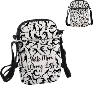 PWHAOO Roller Skating Gift Skate More Worry Less Crossbody Bag Roller Skater Travel Bag Roller Skating Lover Gift