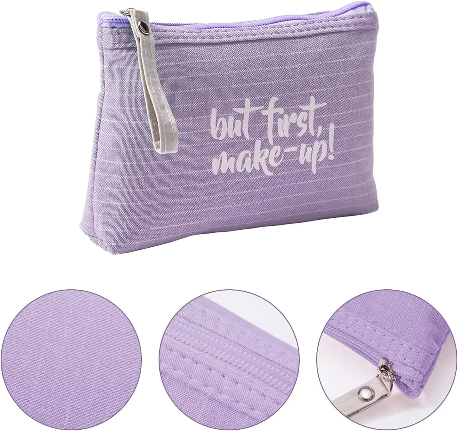 Qikuver Canvas Cosmetic Bags, 2 Pieces Cosmetic Bags for Women, Makeup bag Cute Cosmetic Bag Organizer Small Mini Makeup Pouch for Purse Toiletry Bag