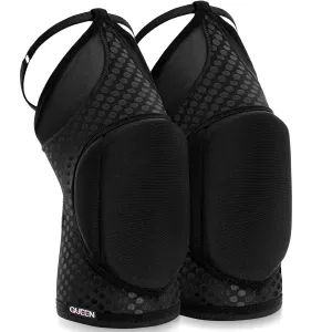 Queen Wear – Black Fire Grip – Pole Dance Knee Pads – Perfect Woman Protection for Ballet Modern Dance and Indoor Sports (L)