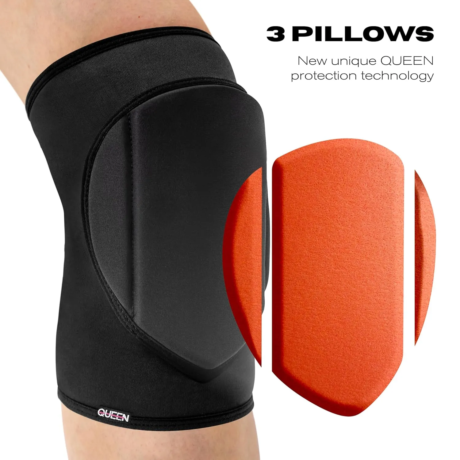 Queen Wear – Sleek Black – Pole Dance Knee Pads Perfect Woman Protection for Ballet Modern Dance and Indoor Sports (L)