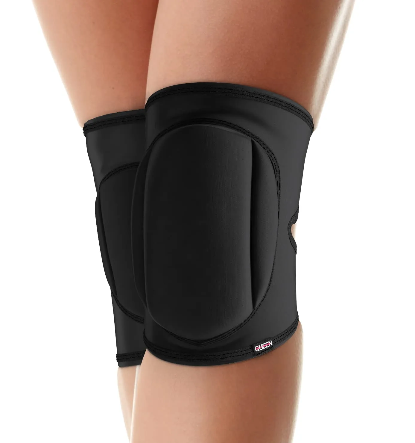 Queen Wear – Sleek Black – Pole Dance Knee Pads Perfect Woman Protection for Ballet Modern Dance and Indoor Sports (L)