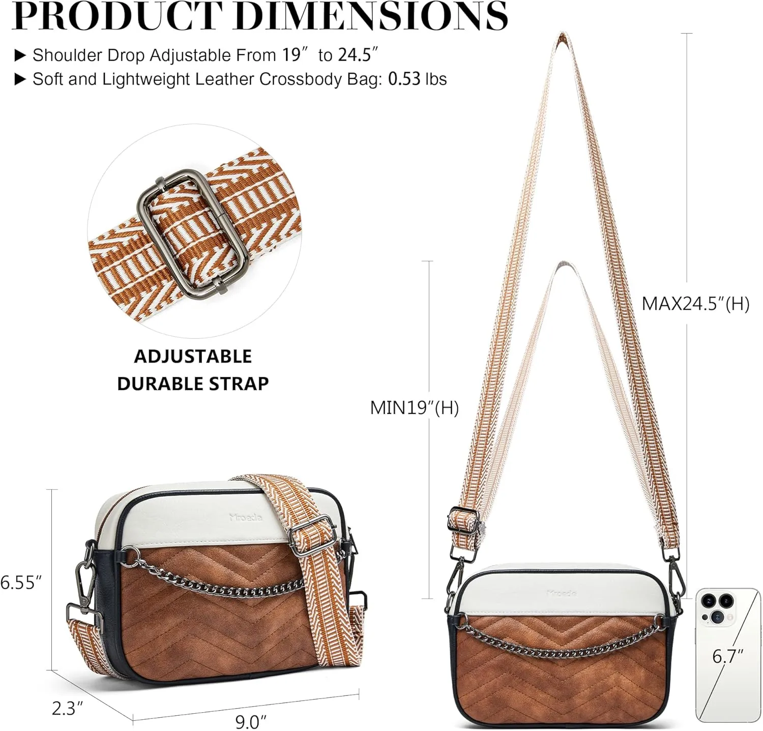 Quilted Crossbody Bags for Women 3-Pockets Crossbody Purses Vegan Leather Shoulder Handbags with Wide Strap