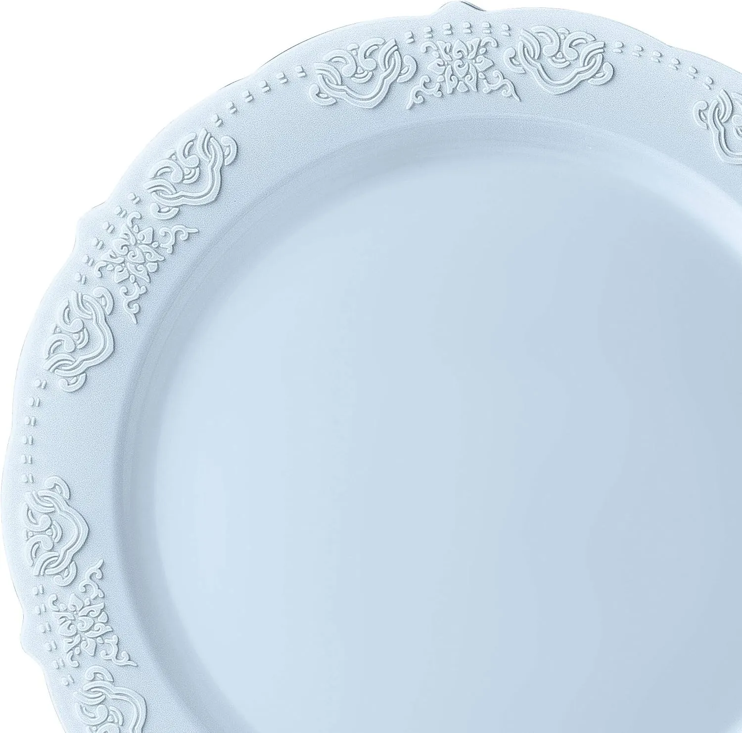 " OCCASIONS " 240 Plates Pack,(120 Guests) Vintage Wedding Party Disposable Plastic Plates Set-120x10.25'' Dinner  120x7.5'' Salad/Dessert Plate (Portofino Plain Blue)