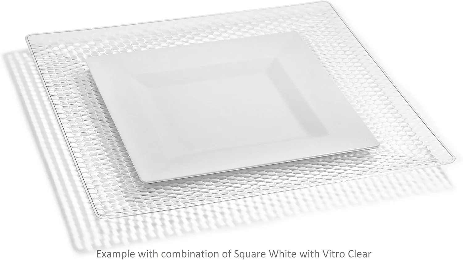 " OCCASIONS " 40 Plates Pack, Heavyweight Disposable Wedding Party Plastic Plates (10.75'' Large Dinner Plate, Square white)