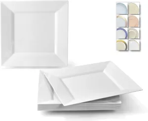 " OCCASIONS " 40 Plates Pack, Heavyweight Disposable Wedding Party Plastic Plates (10.75'' Large Dinner Plate, Square white)