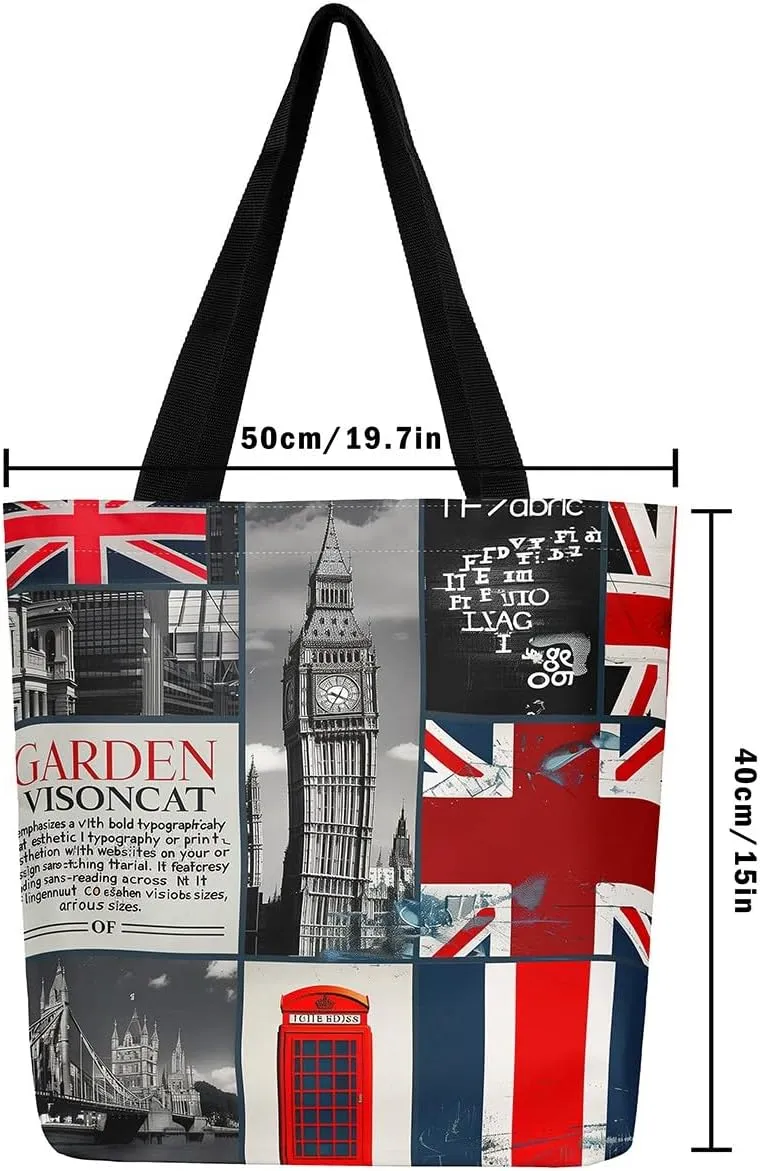 Rainbow Canvas Tote Bag for Women,Love Hearts Duffle Bag Colorful Cartoon Raindrop Reusable Grocery Shoulder Bag