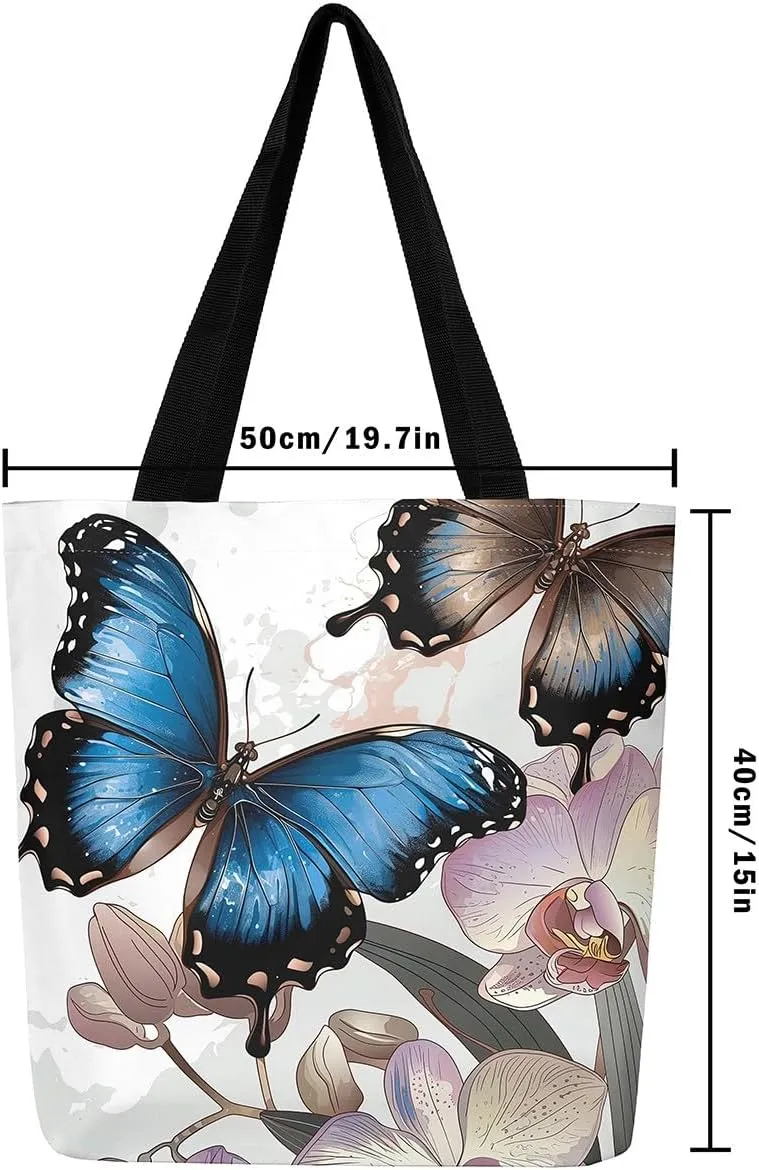 Rainbow Canvas Tote Bag for Women,Love Hearts Duffle Bag Colorful Cartoon Raindrop Reusable Grocery Shoulder Bag