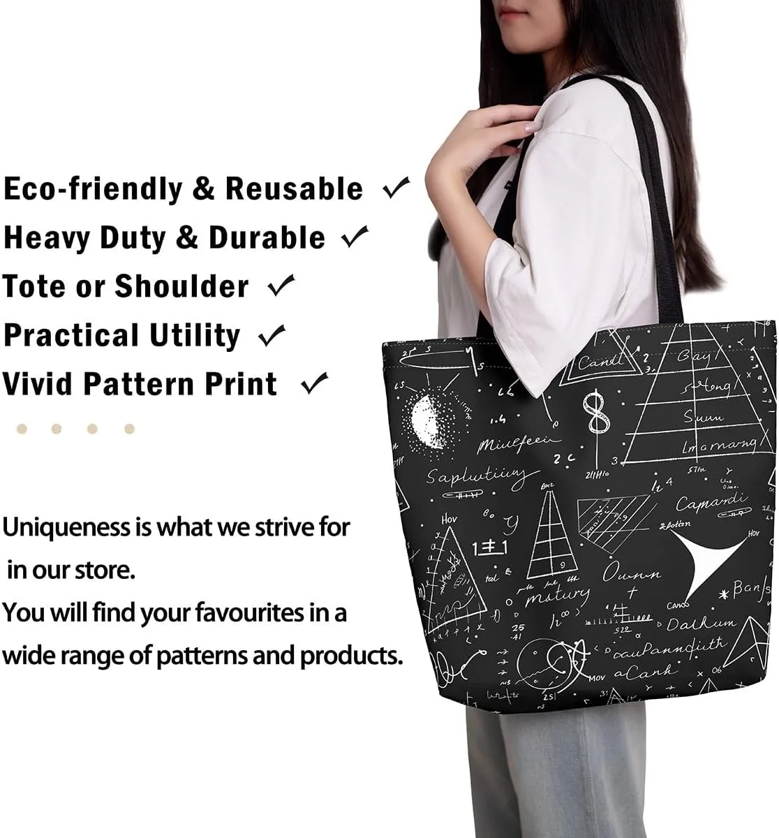 Rainbow Unicorn Canvas Tote Bag for Women,Cute Dreamy Horse Handbag Cartoon Magical Animal Grocery Shoulder Bag
