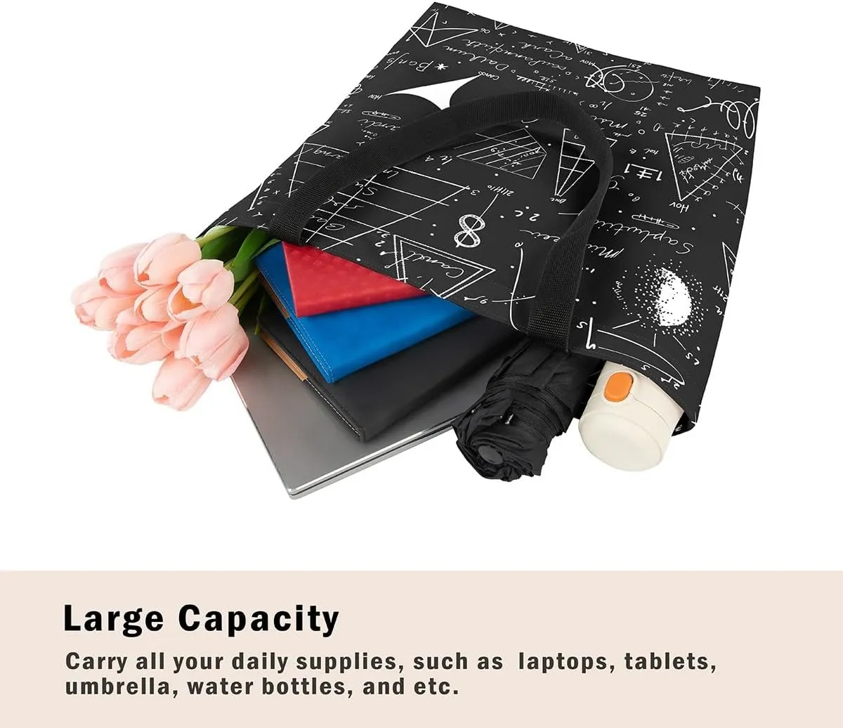 Rainbow Unicorn Canvas Tote Bag for Women,Cute Dreamy Horse Handbag Cartoon Magical Animal Grocery Shoulder Bag