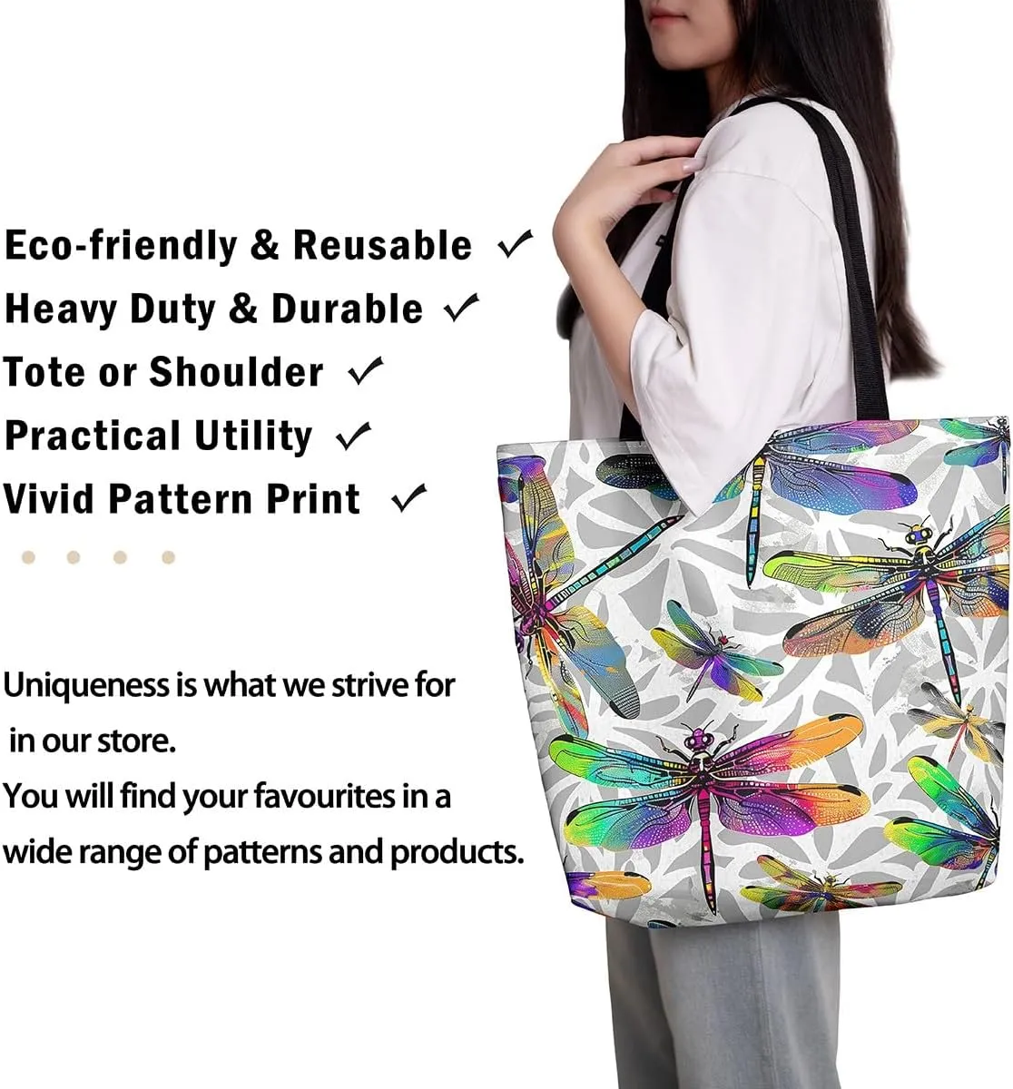Rainbow Unicorn Canvas Tote Bag,Pastel Pink Kawaii Shoulder Bag Cute Horse Princess Cartoon Animal Shoulder Bag
