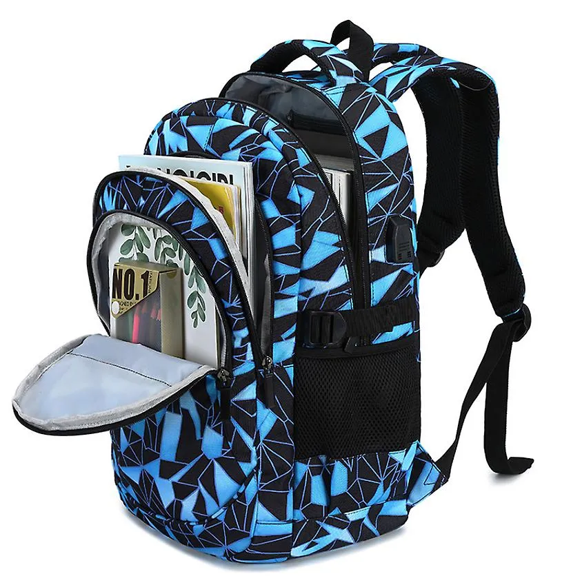 Red 30*12*40Cm School Bag Travel Backpack Student Schoolbag With Usb Interface Zf1164