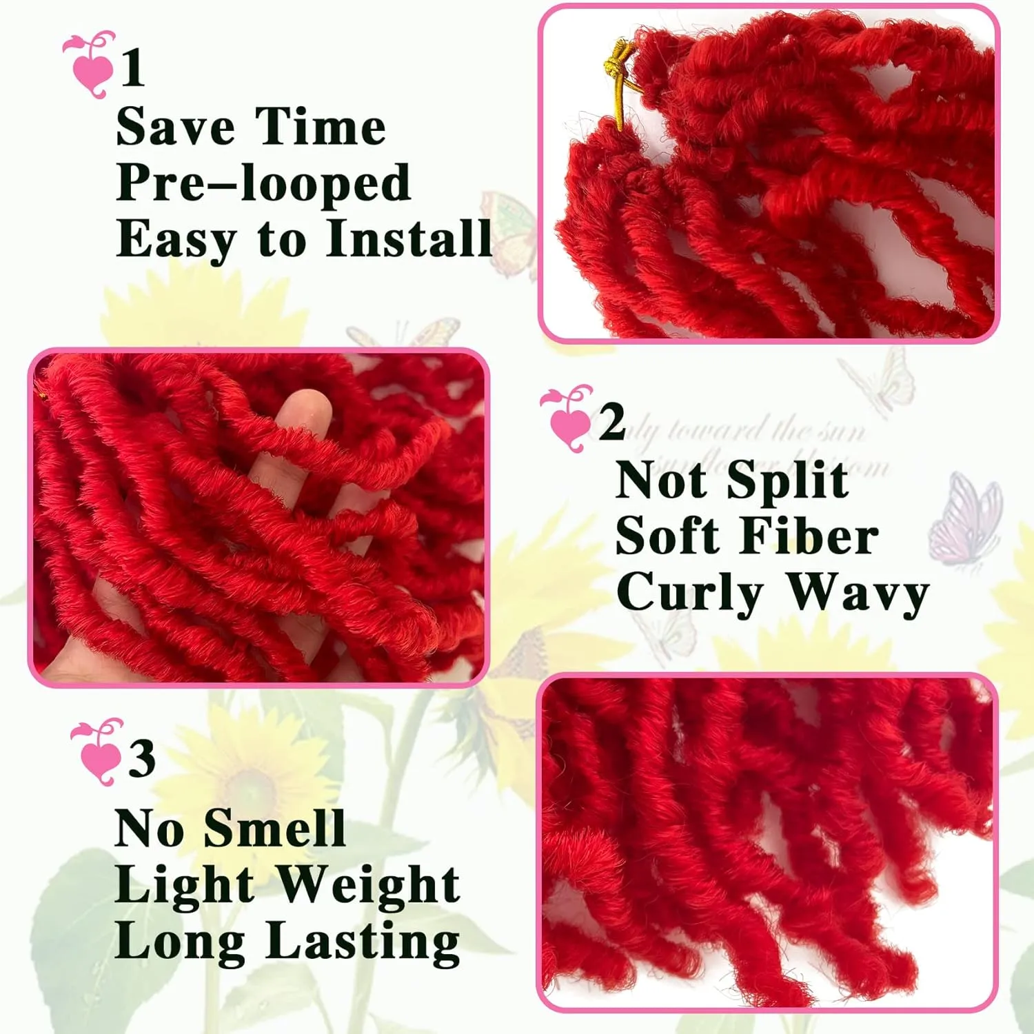 Red Faux Locs 8 Inch Soft Locs Crochet Hair for Kids, Pre-looped Short Goddess Locs Crochet Hair Extensions for Women(8Inch, 6Packs)