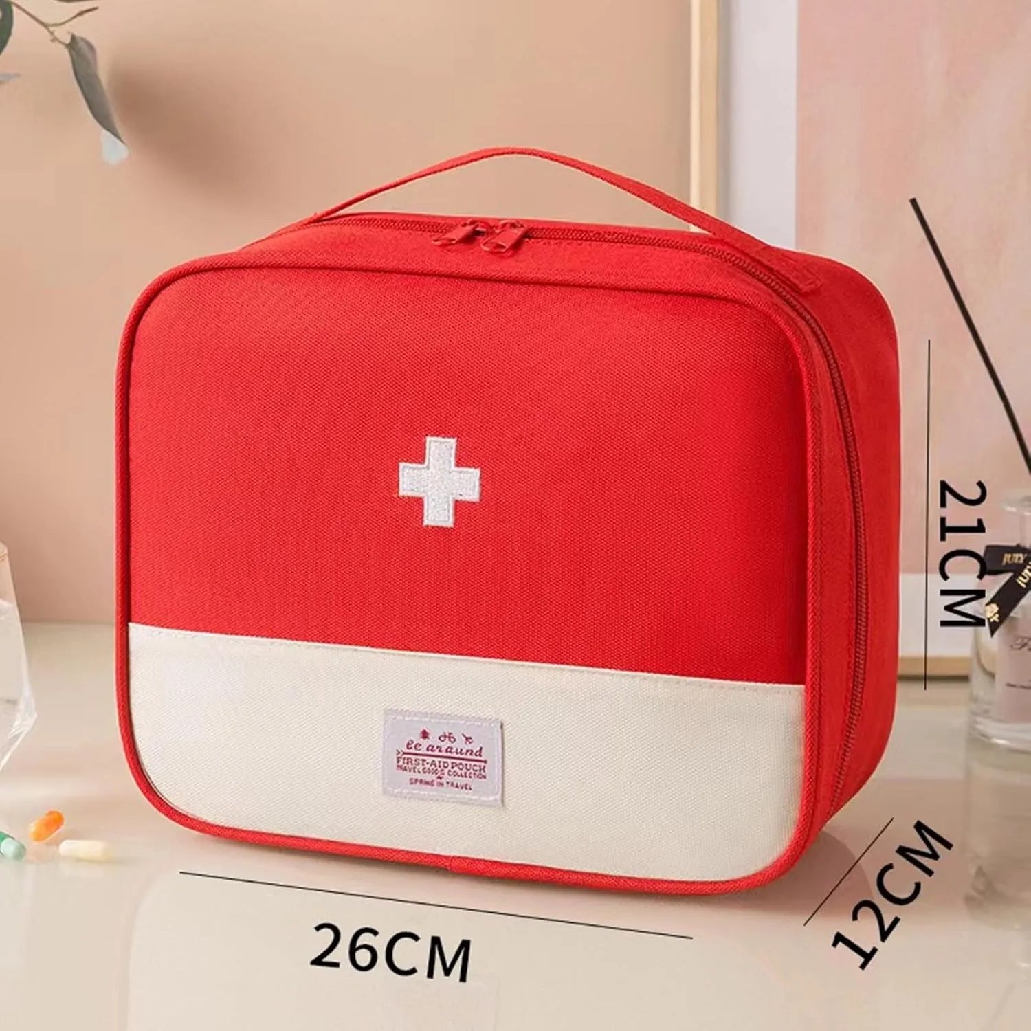 Red First Aid Bag Empty 1st Aid Bag Medical Travel Case First Responder Emergency Storage Compact Medicine Bags for Car Home Office Kitchen Sport Outdoors (Red)