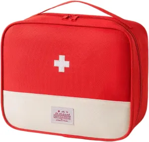 Red First Aid Bag Empty 1st Aid Bag Medical Travel Case First Responder Emergency Storage Compact Medicine Bags for Car Home Office Kitchen Sport Outdoors (Red)