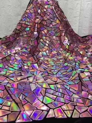 Reflective TPU Laser Colorful Material Mirror Fabric Dress Skirt Leotard Ladies Dance Costume Performance Clubwear Party