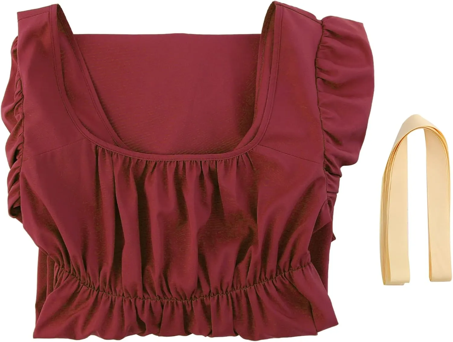 Regency Dresses for Women with Satin Sash Ruffled Puff Sleeve Empire Waist Dress Gown