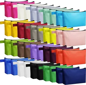 Reginary 40 Pcs Canvas Cosmetic Makeup Bags Bulk Portable Pencil Pouch with Zipper Travel Toiletry Organizer Colored Carrying Case, Operation Christmas Gifts Bulk Items(9.8 x 5 x 2 Inch)
