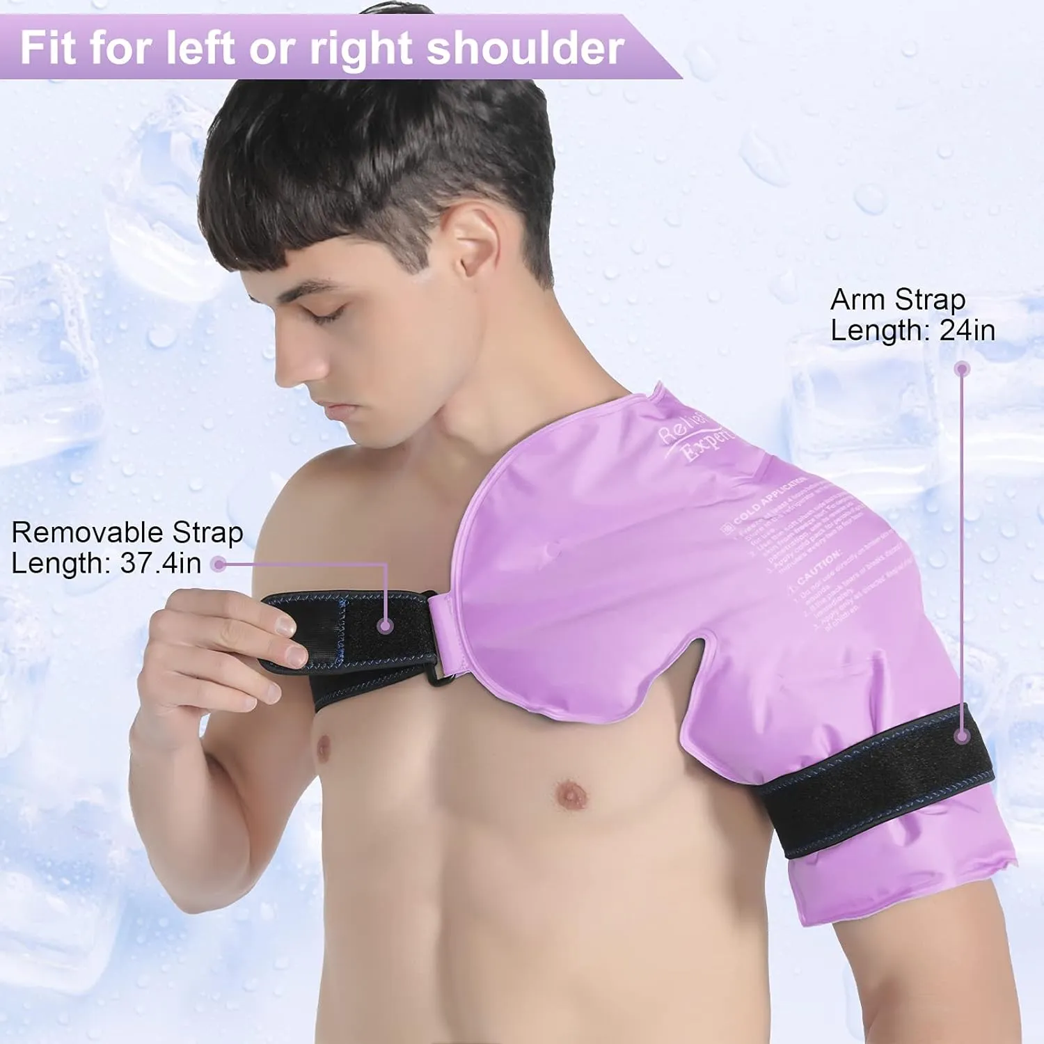 Relief Expert Extra Large Shoulder Ice Pack Wrap Reusable Rotator Cuff Cold Compression for Left or Right Shoulder and Upper Arm, Large Gel Cold Pack Wrap for Arm with Soft Plush Lining - Pink