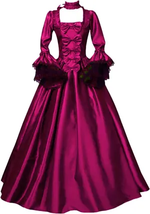 Renaissance Costume Womens Medieval Rococo Dress Gorgeous Princess Vampire Over Dress Goth Ball Gown Halloween Costumes