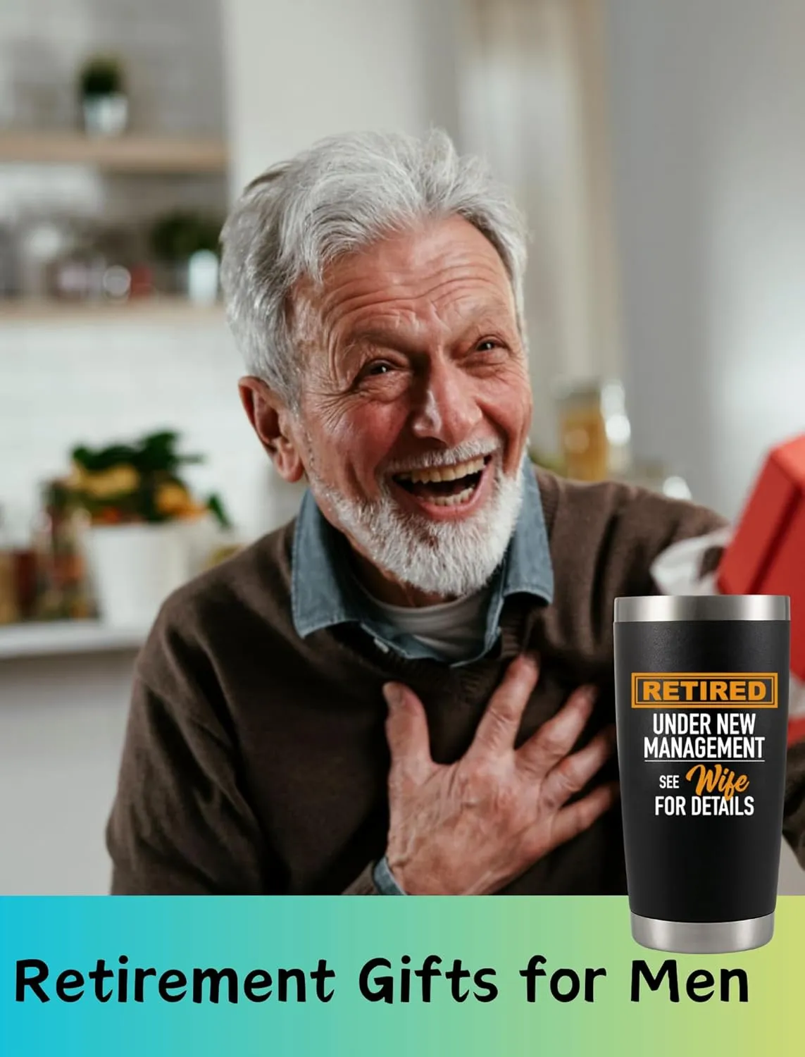 Retirement Gifts for Men-20 Oz Insulated Tumbler Teacher Retirement Gifts, Happy Retirement Gifts for Men, Friends, Bosses, Doctors, Mom, Grandpa, Coworkers, Medium
