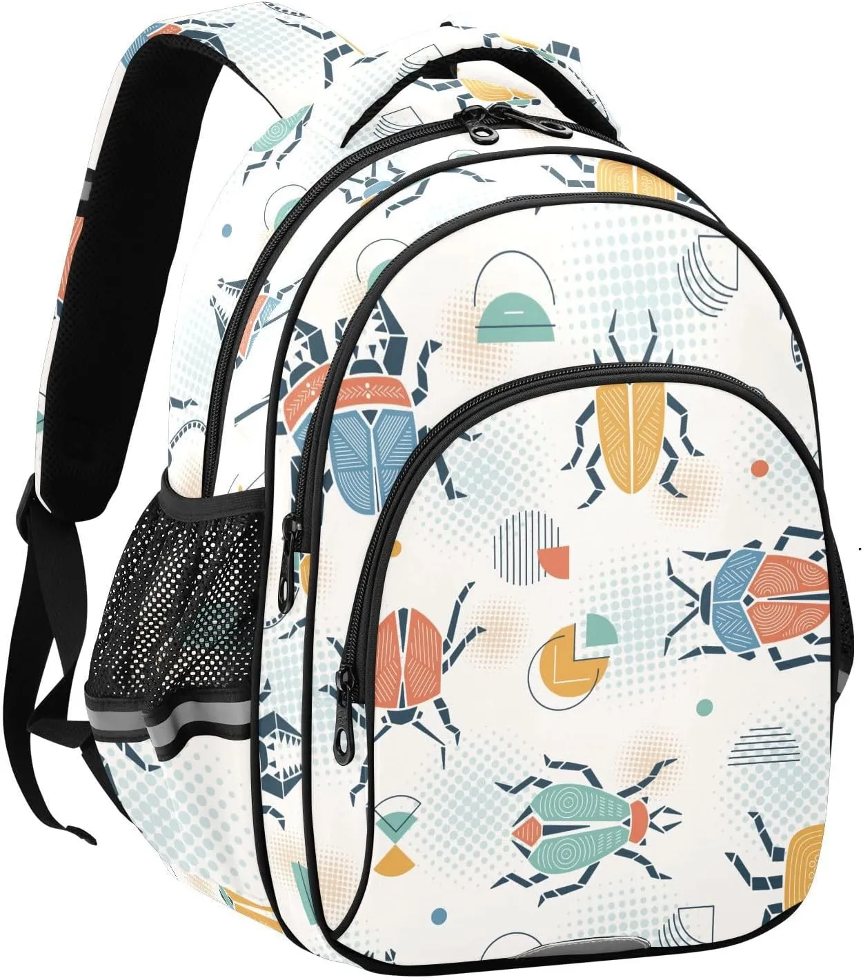 Retro Colorful Beetles Abstract Backpack for Kids Elementary School Bag Boys Girls Bookbag Travel Backpack Daypack
