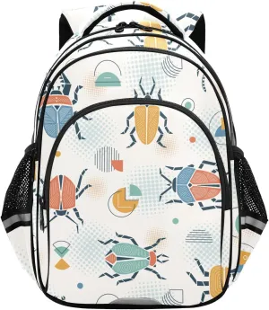Retro Colorful Beetles Abstract Backpack for Kids Elementary School Bag Boys Girls Bookbag Travel Backpack Daypack