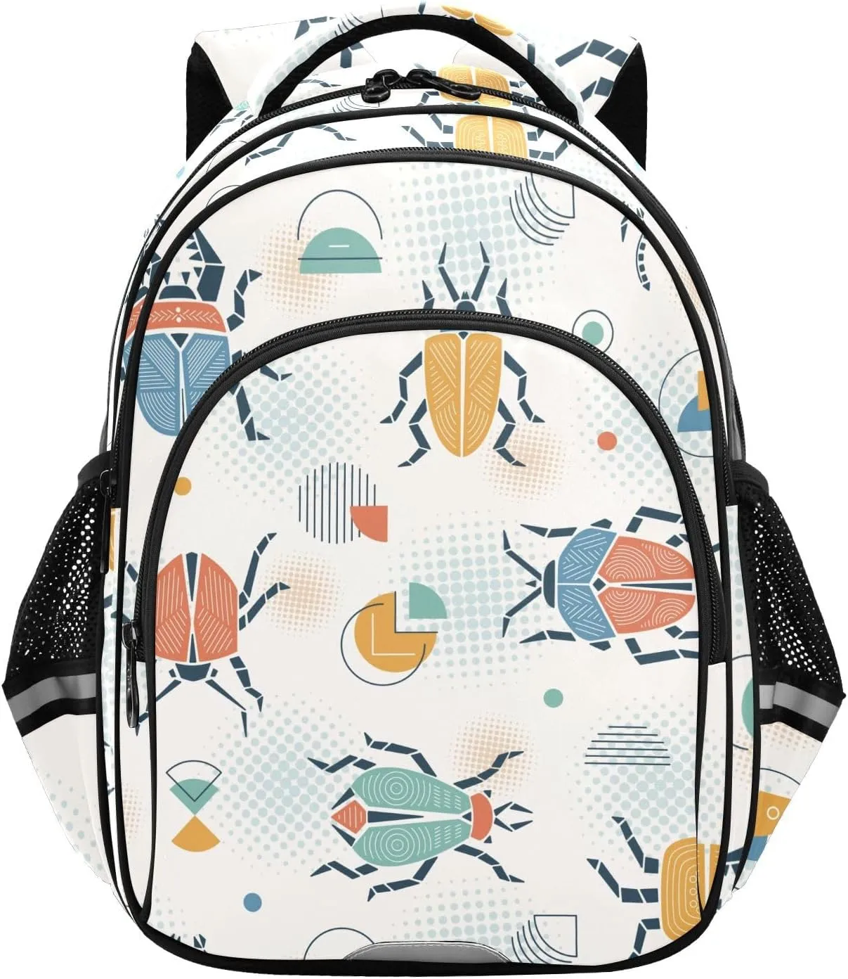 Retro Colorful Beetles Abstract Backpack for Kids Elementary School Bag Boys Girls Bookbag Travel Backpack Daypack