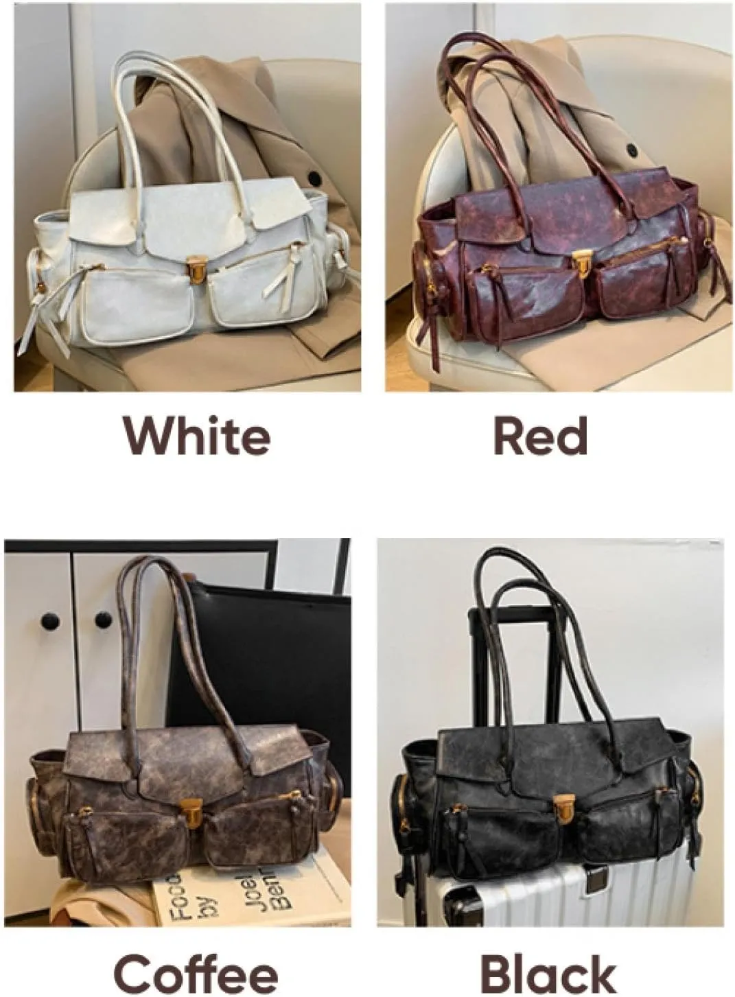Retro Large Capacity Multi-functional Y2k Women's Tote Bag - Stylish Hobo Shoulder Bag with Multiple Pockets