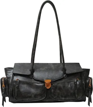 Retro Large Capacity Multi-functional Y2k Women's Tote Bag - Stylish Hobo Shoulder Bag with Multiple Pockets