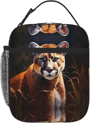Reusable insulated bag, cougar cooler tote bag, unisex portable storage bag, lunch bag for work office school travel