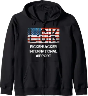 Rickenbacker International Airport LCK IATA ICAO Gift Zip Hoodie