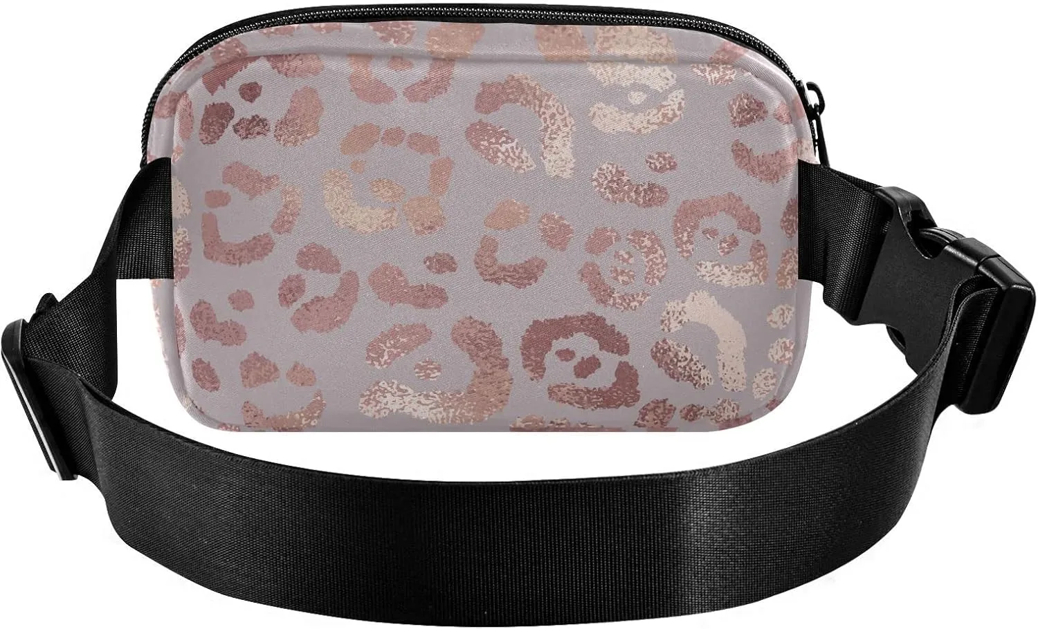 Rose Gold Leopard Fanny Packs for Women Men Crossbody Bag Fashion Waist Packs Waterproof Sling Bag Belt Bag Waist Pouch with Adjustable Strap for Travel Hiking Running Cycling Bum Bag Shoulder