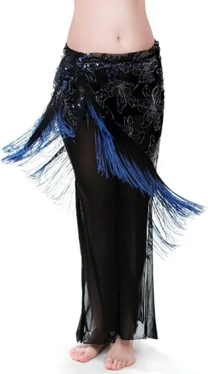 ROYAL SMEELA Belly Dance Hip Scarf Fringe Bellydance Scarves Sequin Belly Dancing Outfit Costume