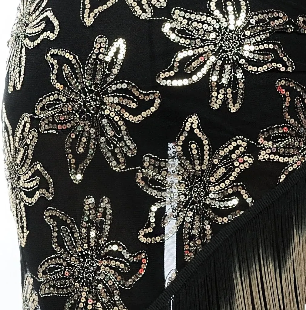ROYAL SMEELA Belly Dance Hip Scarf Fringe Bellydance Scarves Sequin Belly Dancing Outfit Costume