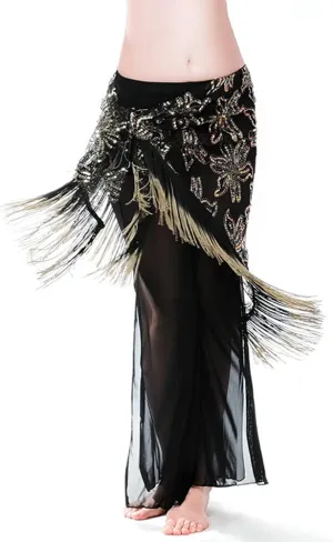 ROYAL SMEELA Belly Dance Hip Scarf Fringe Bellydance Scarves Sequin Belly Dancing Outfit Costume