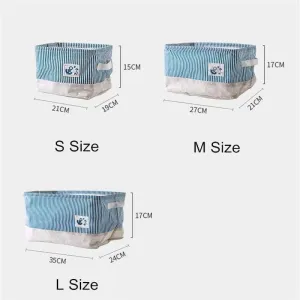 Rynx | Blue striped storage basket for books toys clothing organizer cotton foldable laundry basket home storage & organization
