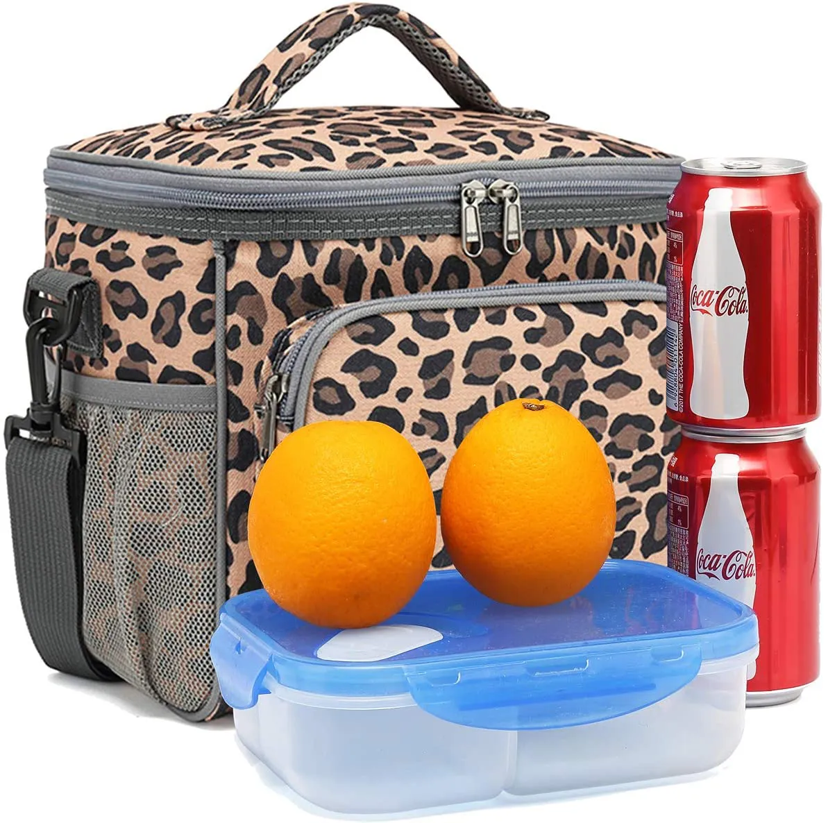 Rynx | Flowfly Insulated Reusable Lunch Box Adult Large Lunch Box For Women And Men With Adjustable Shoulder Strap Front Pocket With Zipper And Double Large Mesh Pocket On The Side, Sea#Blue