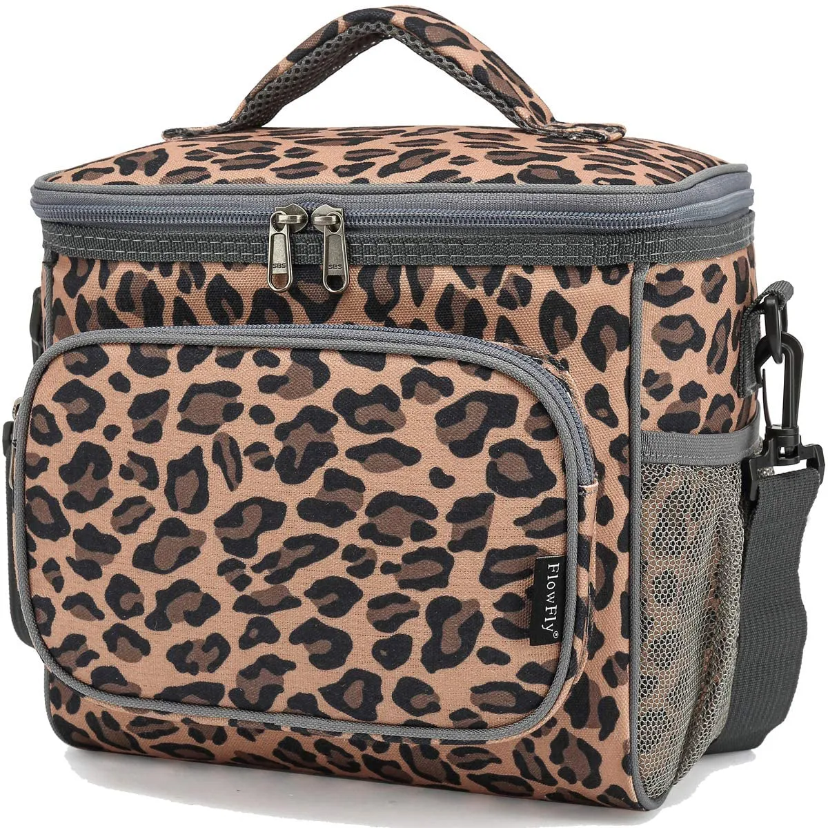 Rynx | Flowfly Insulated Reusable Lunch Box Adult Large Lunch Box For Women And Men With Adjustable Shoulder Strap Front Pocket With Zipper And Double Large Mesh Pocket On The Side, Sea#Blue