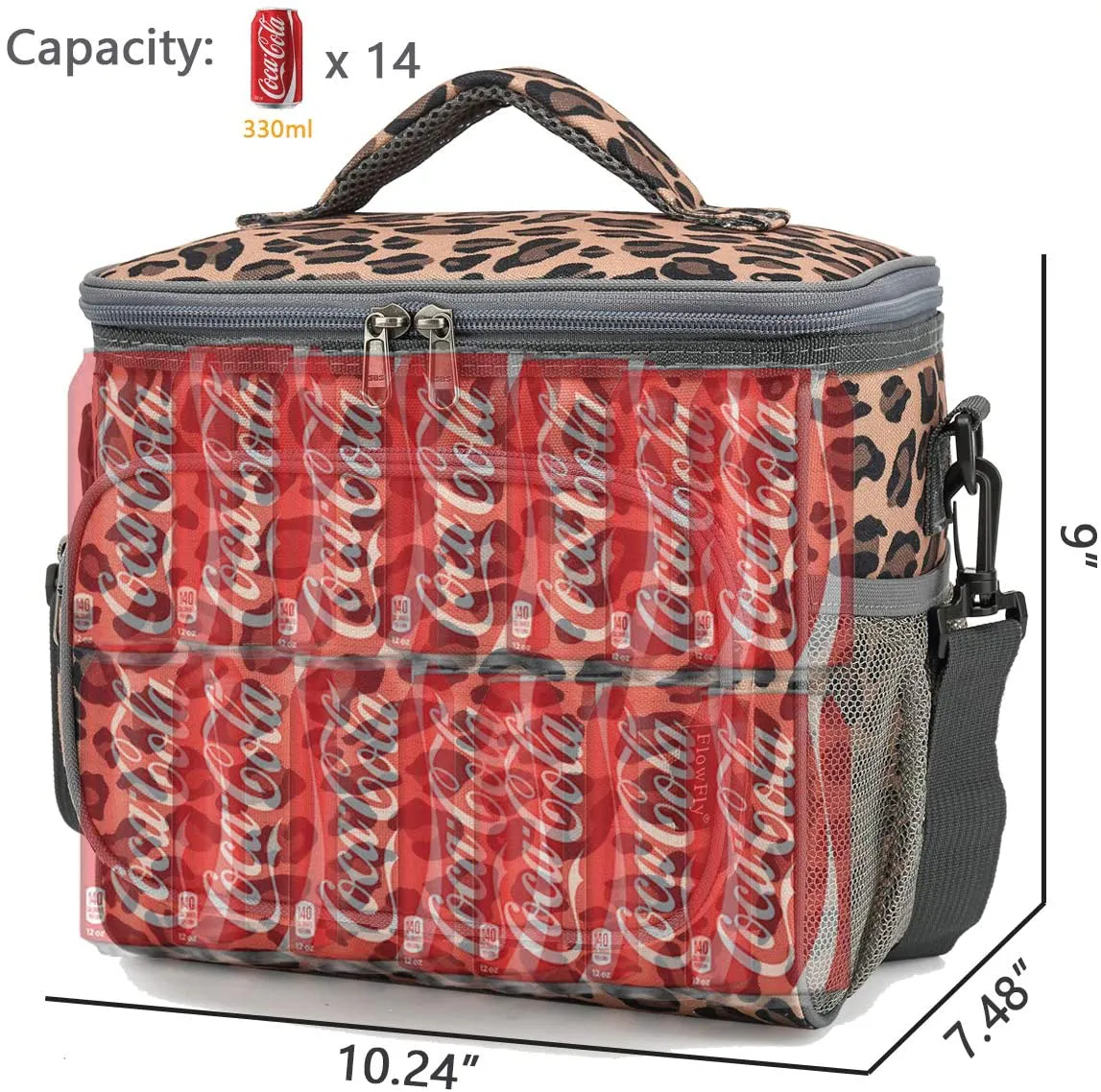 Rynx | Flowfly Insulated Reusable Lunch Box Adult Large Lunch Box For Women And Men With Adjustable Shoulder Strap Front Pocket With Zipper And Double Large Mesh Pocket On The Side, Sea#Blue