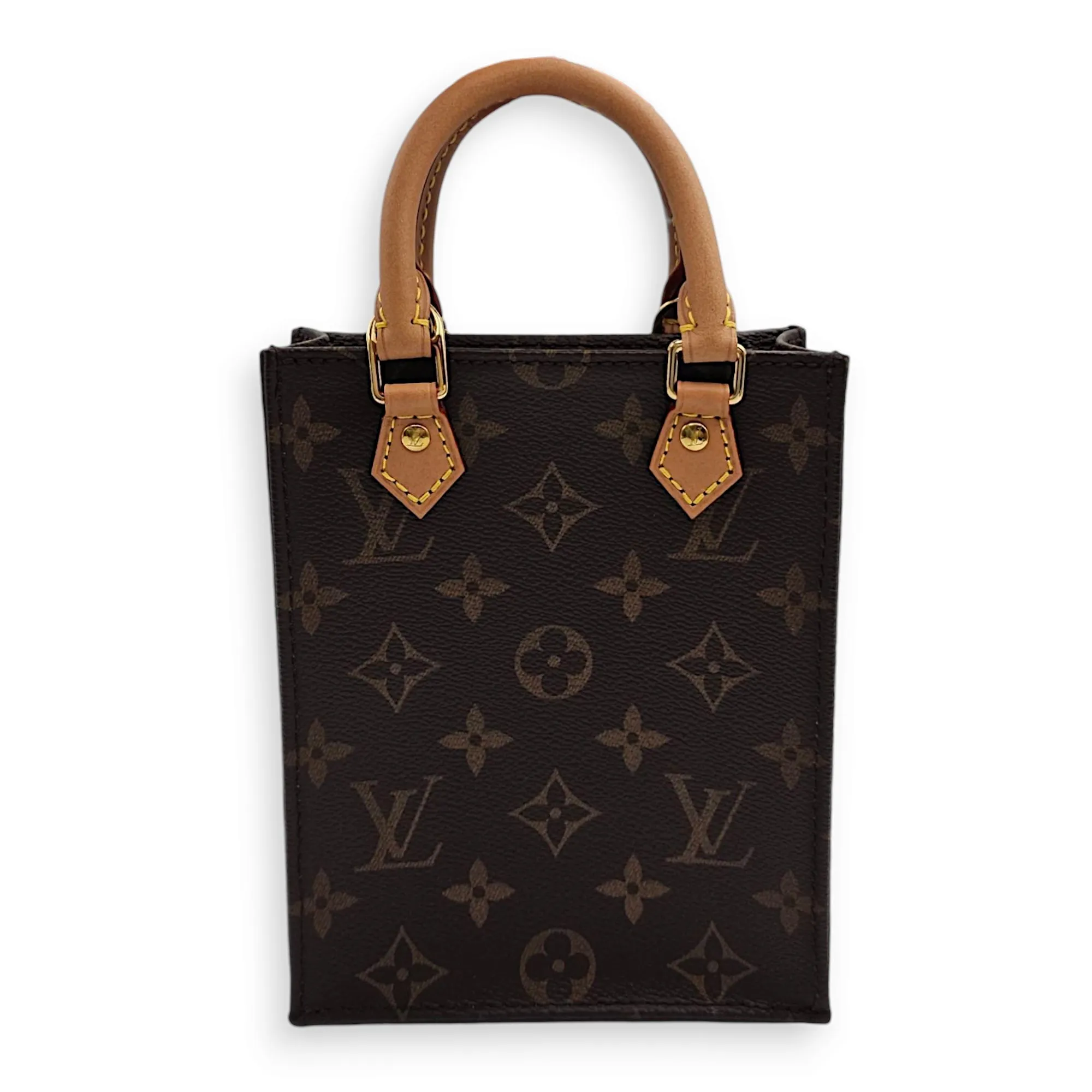 Sac Plat Petite Brown Crossbody Bag in Canvas, Gold hardware