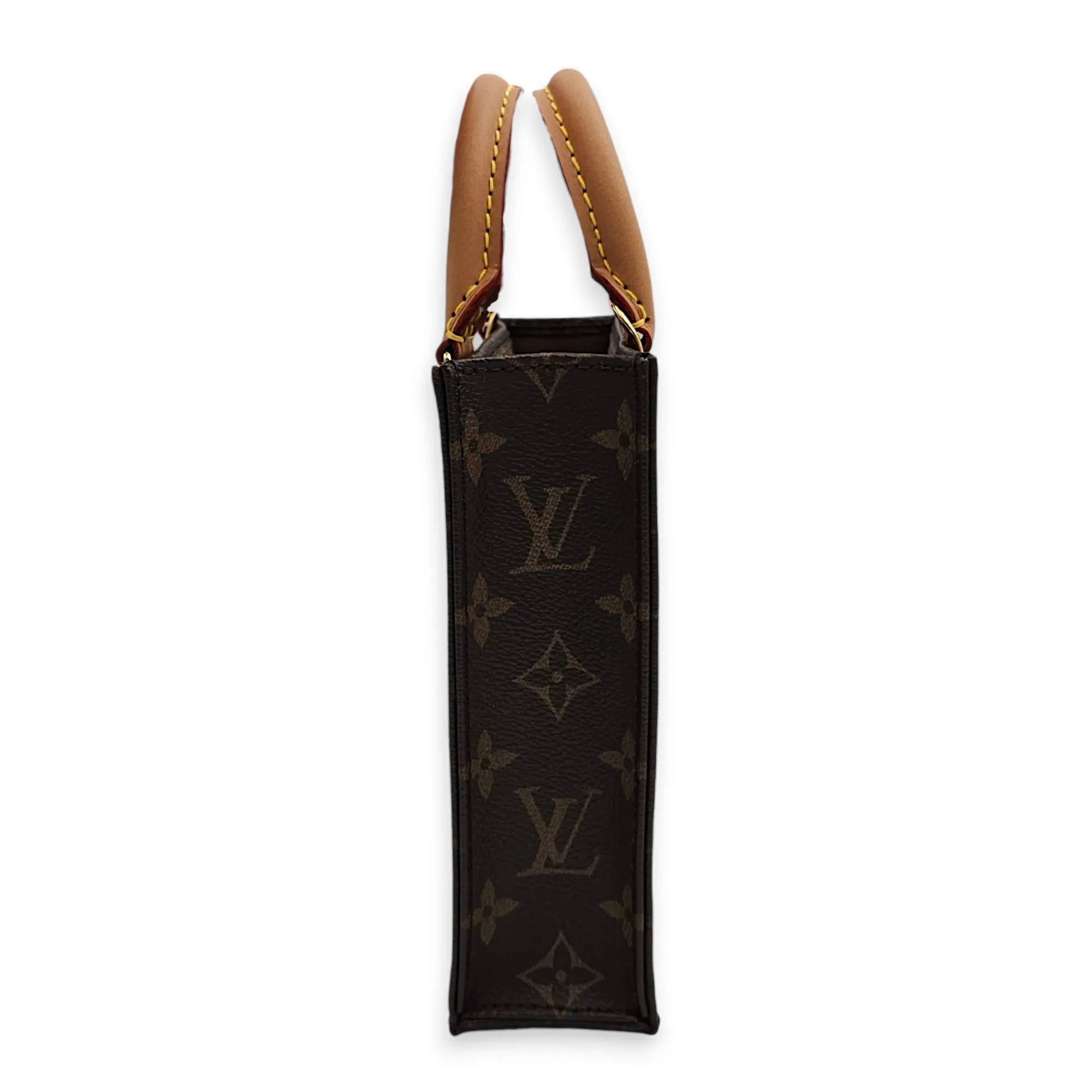 Sac Plat Petite Brown Crossbody Bag in Canvas, Gold hardware