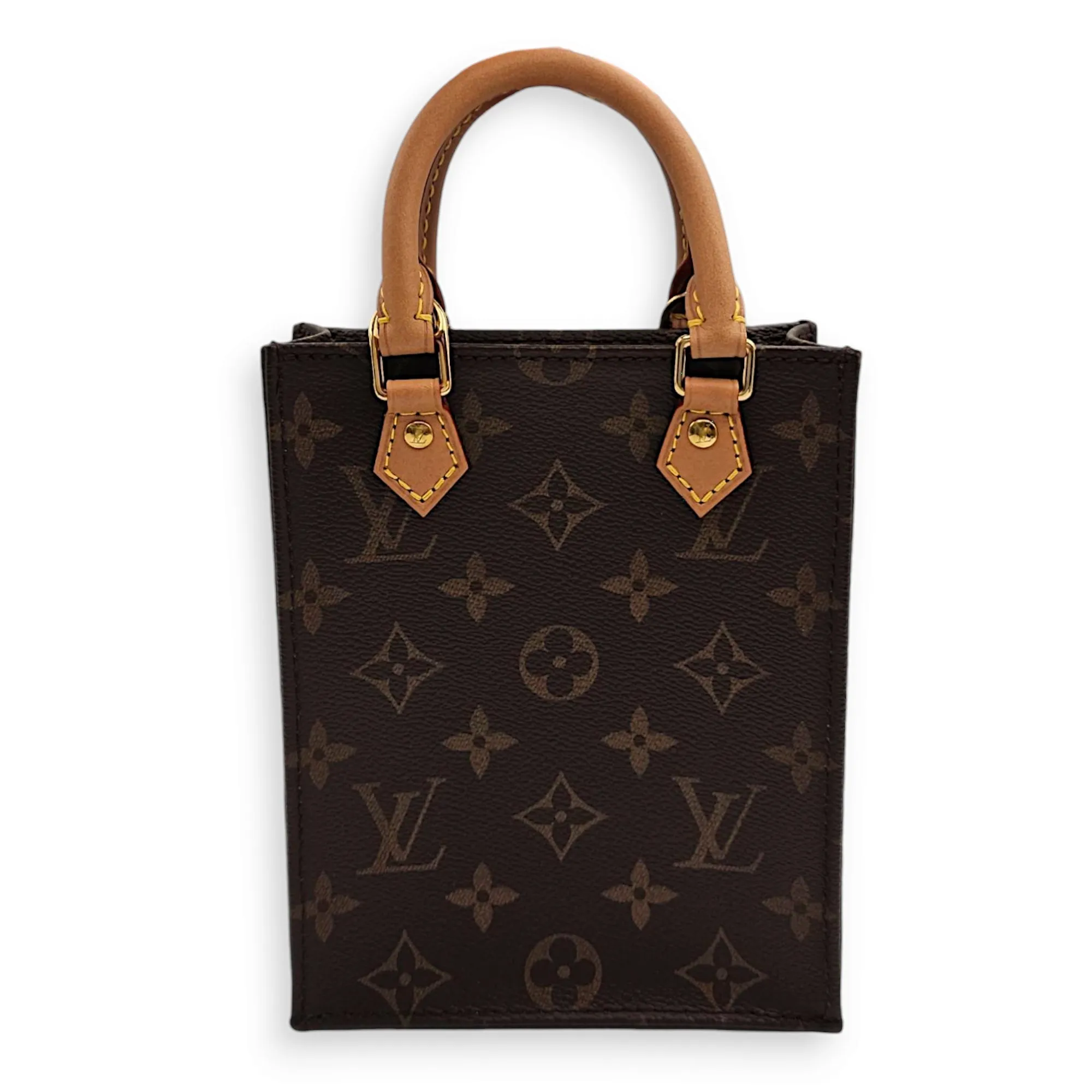 Sac Plat Petite Brown Crossbody Bag in Canvas, Gold hardware