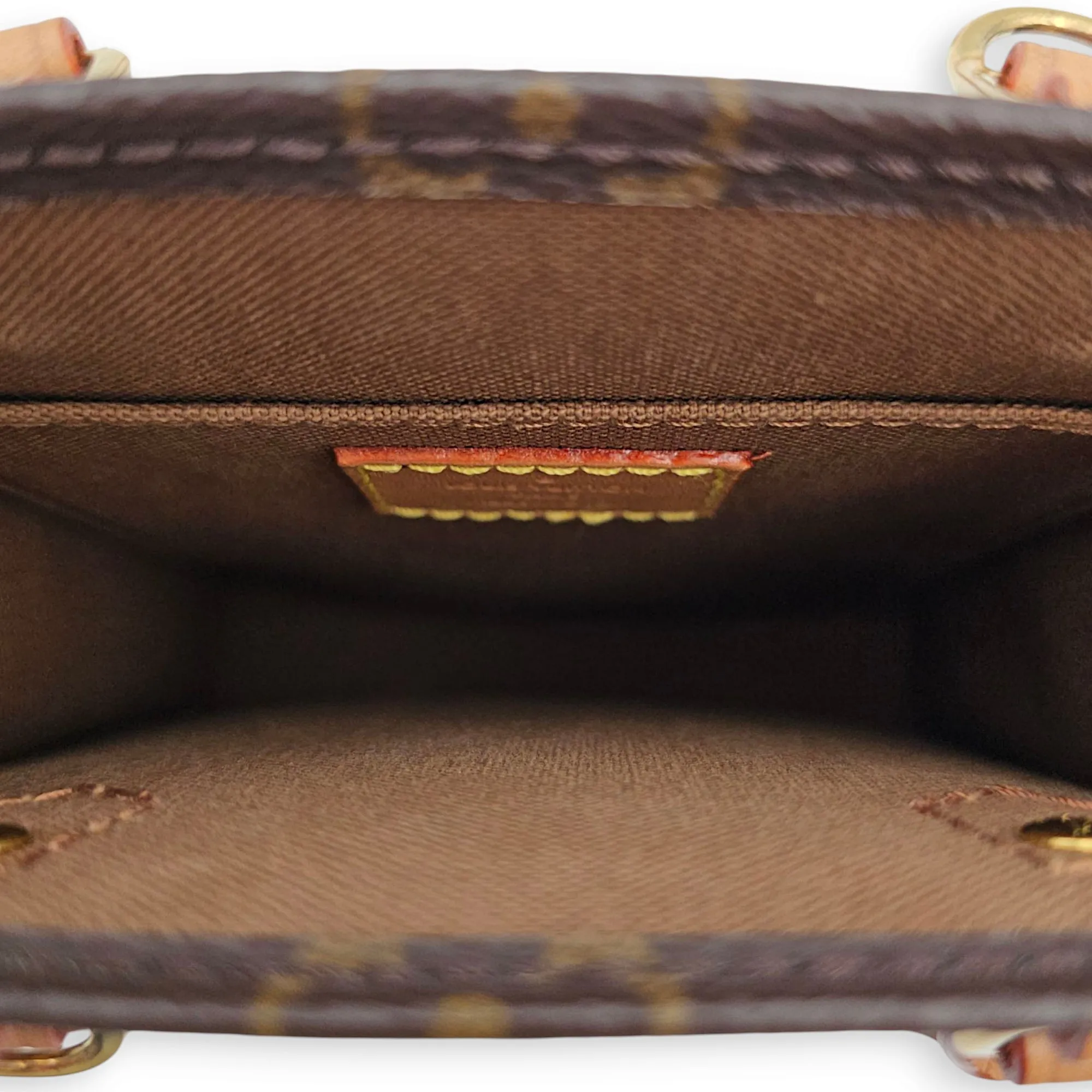 Sac Plat Petite Brown Crossbody Bag in Canvas, Gold hardware