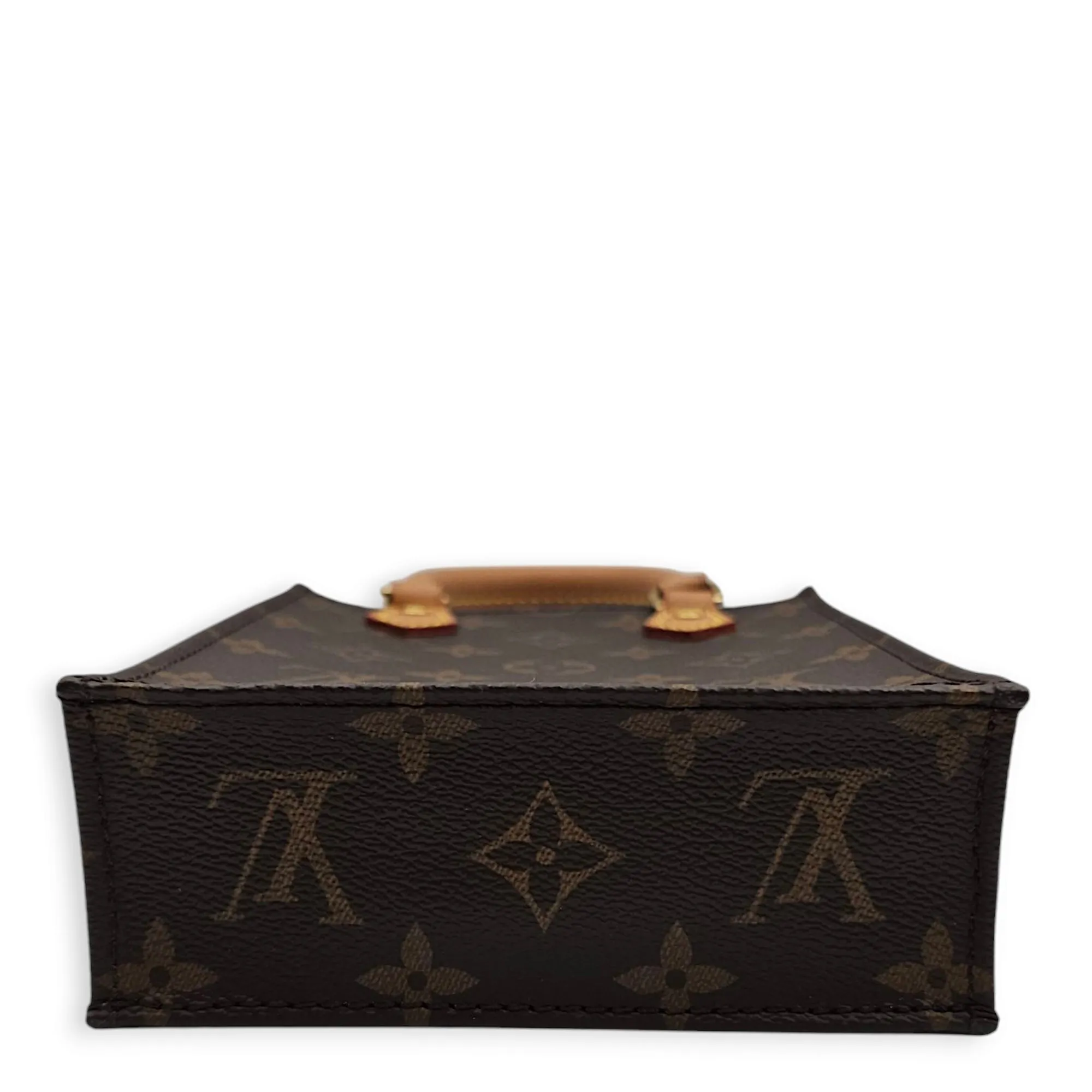 Sac Plat Petite Brown Crossbody Bag in Canvas, Gold hardware