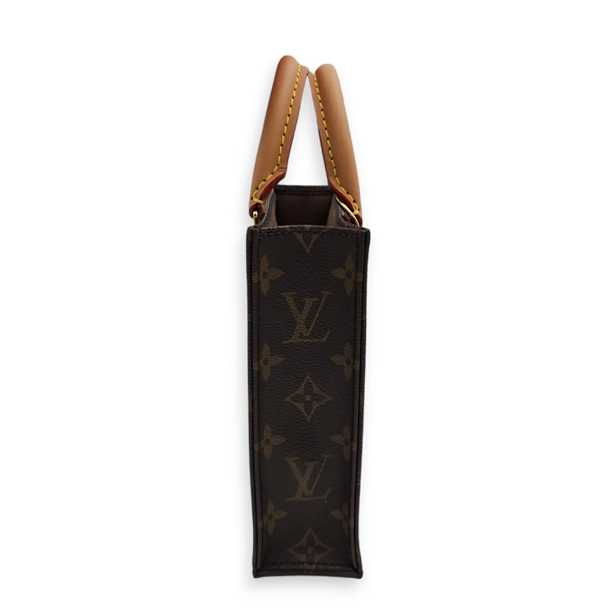 Sac Plat Petite Brown Crossbody Bag in Canvas, Gold hardware