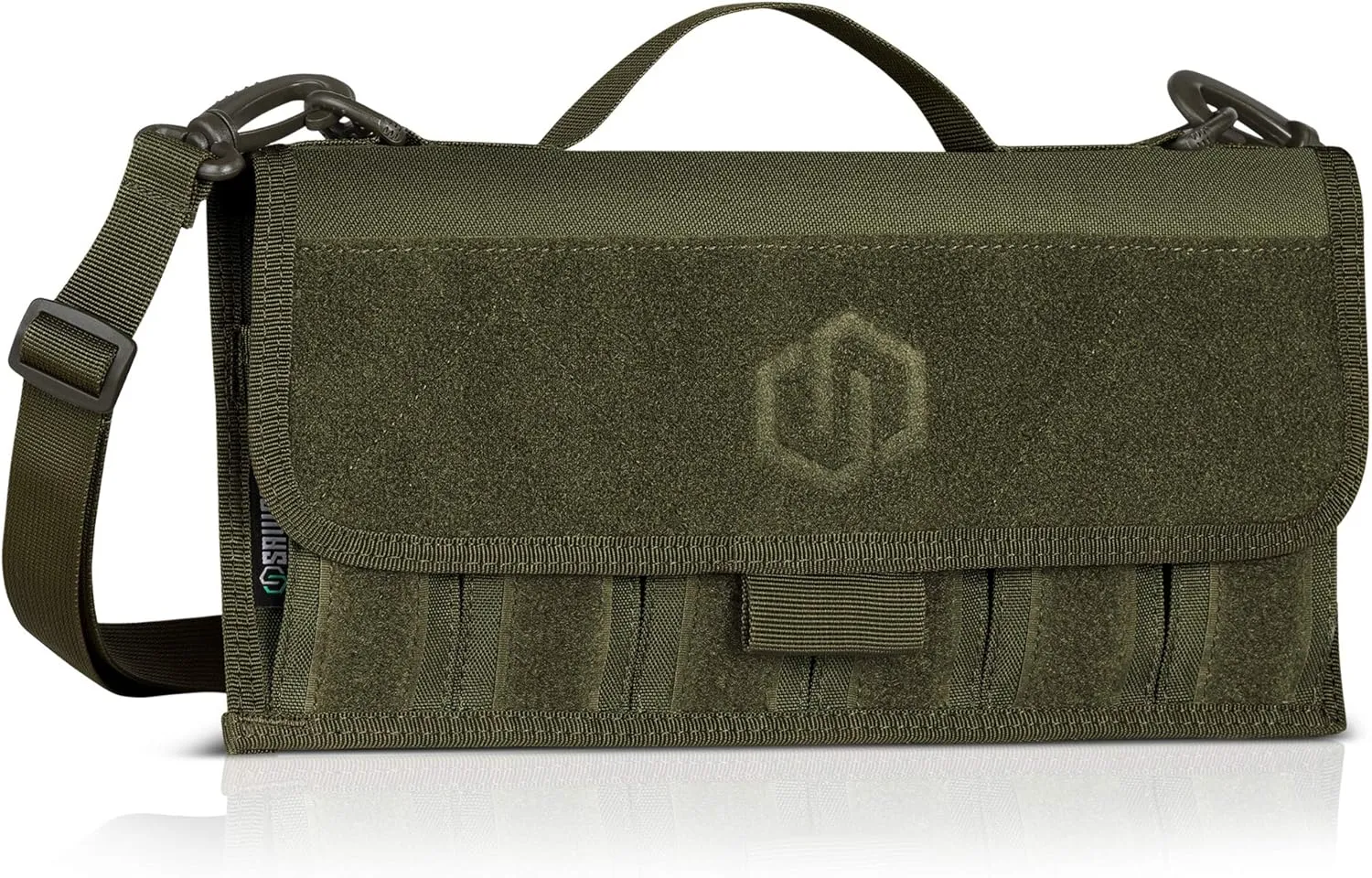 Savior Equipment Tactical Pistol Magazine Storage Pouch w/Hook-N-Loop Cover Panel - Shoulder Strap Included, Reinforced D-Rings, Fits Most Single Double Stack 9mm .40 .45 Mags Holster, 6 Slots
