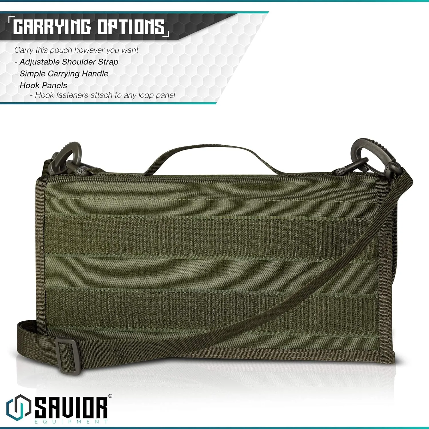Savior Equipment Tactical Pistol Magazine Storage Pouch w/Hook-N-Loop Cover Panel - Shoulder Strap Included, Reinforced D-Rings, Fits Most Single Double Stack 9mm .40 .45 Mags Holster, 6 Slots