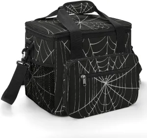 Scary Spider Web 22.5L Insulated Camping Coolers Bag White Cobweb Silhouette Large Leakproof Ice Chest for Beach Travel Picnic