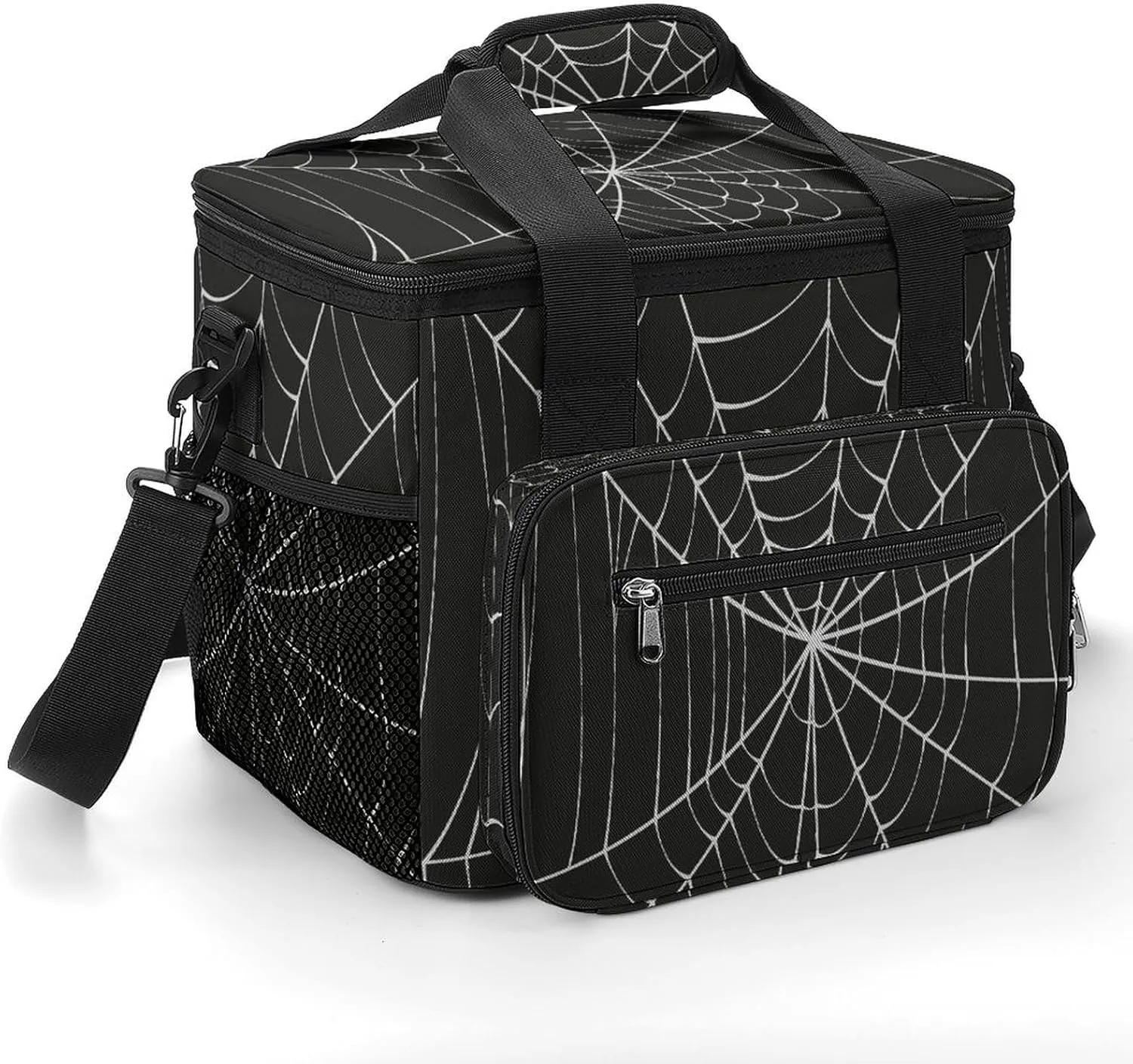 Scary Spider Web 22.5L Insulated Camping Coolers Bag White Cobweb Silhouette Large Leakproof Ice Chest for Beach Travel Picnic